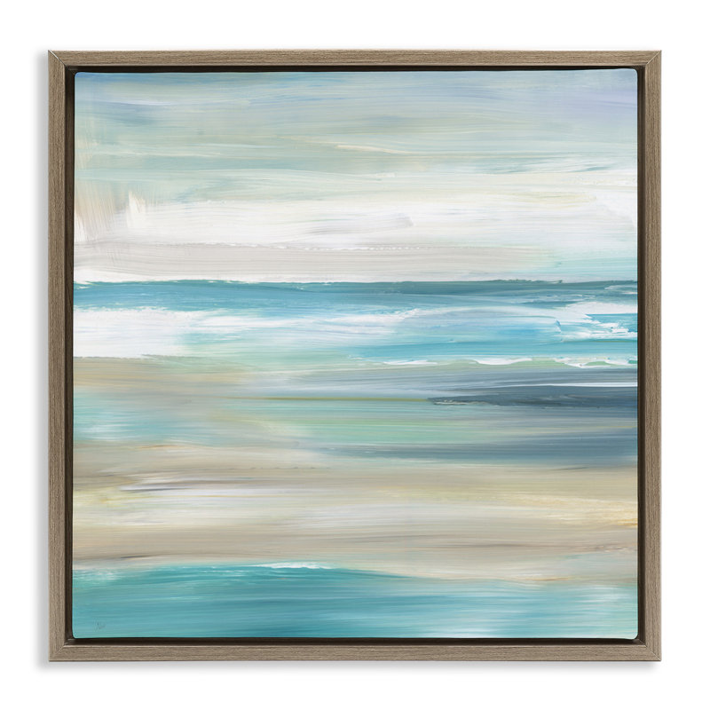 Plage abstraite, sable, vagues de l'océan, H 18 po x l 18 po, Brun