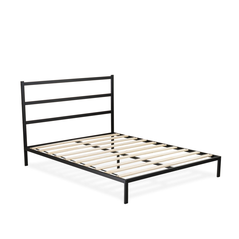 Fulton Queen Platform Bed with 5 Metal Legs - Magnificent Bed in Powder Coating Black Color