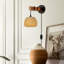 Rattan Boho Plug-in bras articulé ferme lanterne panier abat-jour en rotin pour chambre à coucher