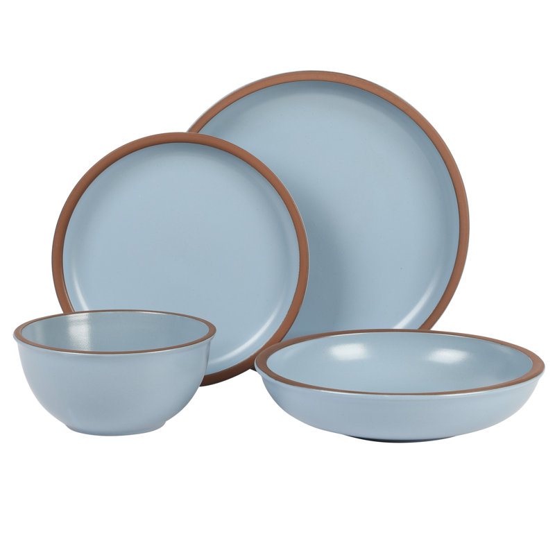 Service de vaisselle Gibson Soho Lounge Lagos Coupe, service pour 4 (16 pièces), Bleu clair