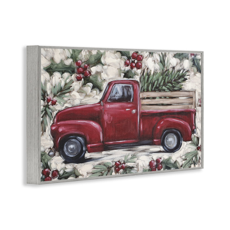 Pickup & Festive Holly, art de la giclée encadrée par Sara G. Designs, Estampe numérique Farmhouse, H 12 po x l 18 po