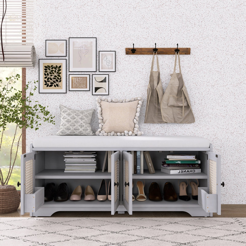 Banc de rangement en bois Rustic, Gris