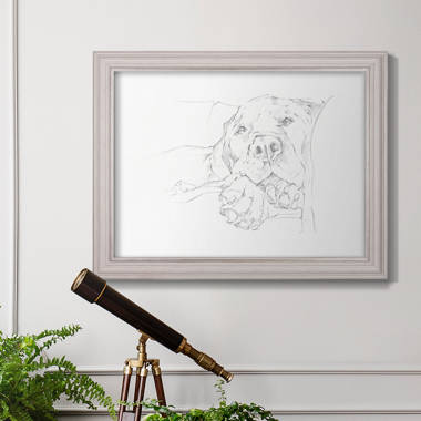 Corgi Dog Lolling Tongue Graphite Pencil Sketch On Canvas by George  Dyachenko Print