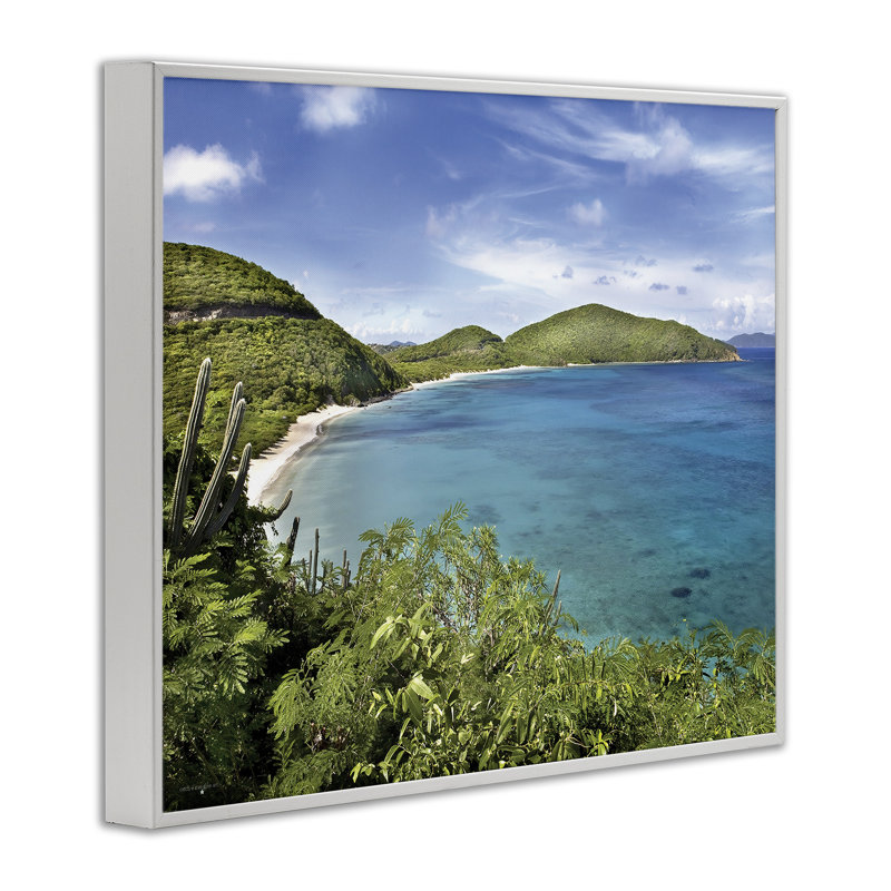 Giclée encadrée par Caribbean, H 24 po x l 30 po, Estampe numérique encadrée blanc bord de mer