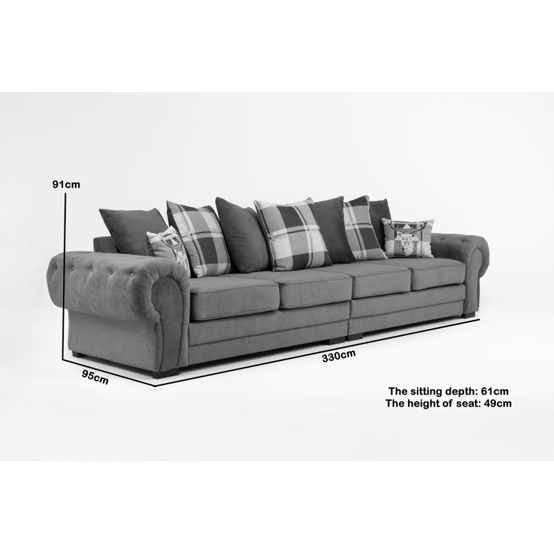 Elkland 4 Seater Sofa, Graphite