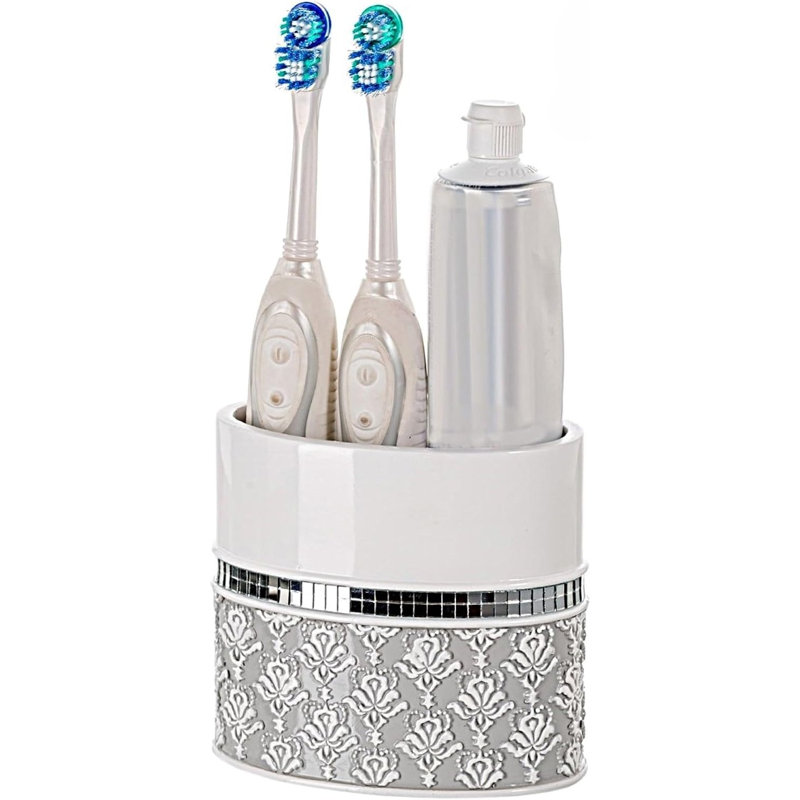 Creative Scents Mirror Damask Toothbrush Holder