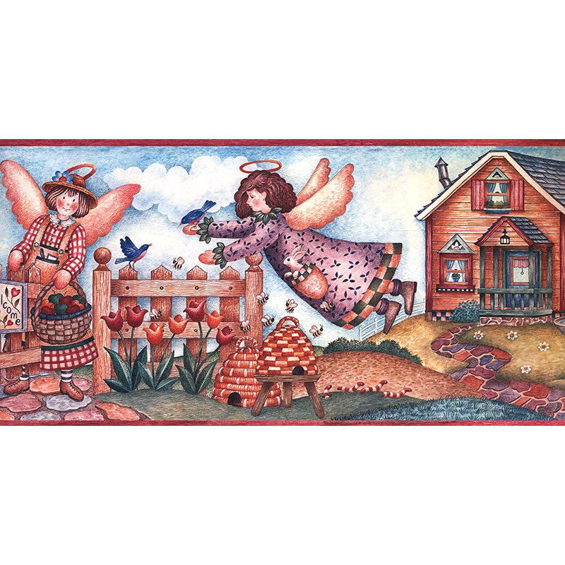Bordure de papier peint L 15 pi x l 12 po Floie Angels over the Garden