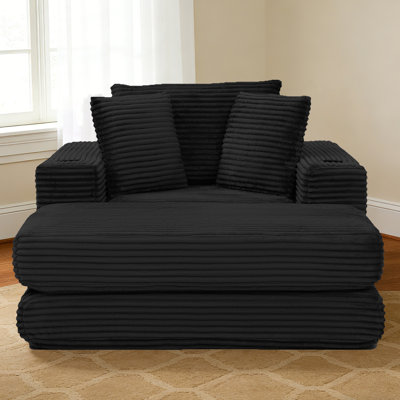 Masir 54.40" Oversized Lounge Chair Indoor Sleeper Chair with Movable Ottoman, Comfy Corduroy. by Latitude Run
