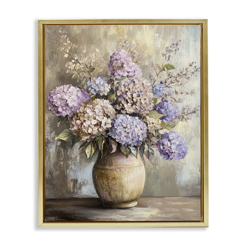  Art mural sur toile mauve à motif d'hortensias mauves par Petal Prints Design, H 21 po x l 17 po