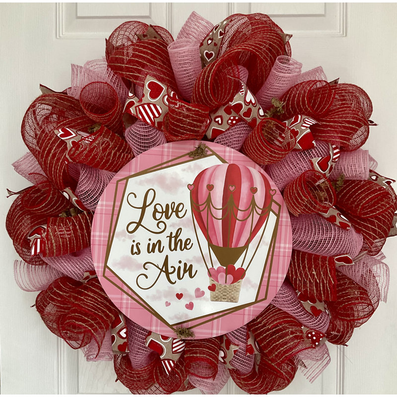 Couronne de la Saint-Valentin «Love is in the air Handmade Deco Mesh»