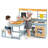 Mud Kitchen With Kids Picnic Table Built-in Bench Blackboard Water Box Sink