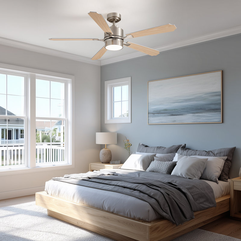 52'' Dimmable Ceiling Fan with Light, Bedroom Ceiling Fan with Reversible Dc Motor