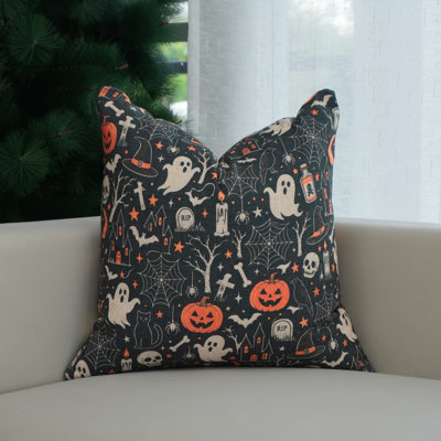 Housse de coussin décoratif en mélange de lin Haunted Graveyard