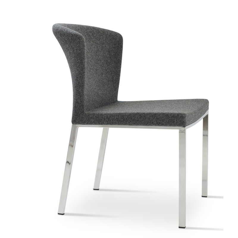 Capri Metal Side Chair in Wool, Dark Gray
