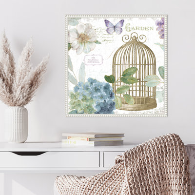 «Rainbow Seeds Floral Birdcage III v2» par Lisa Audit, reproduction d'art sur toile encadrée