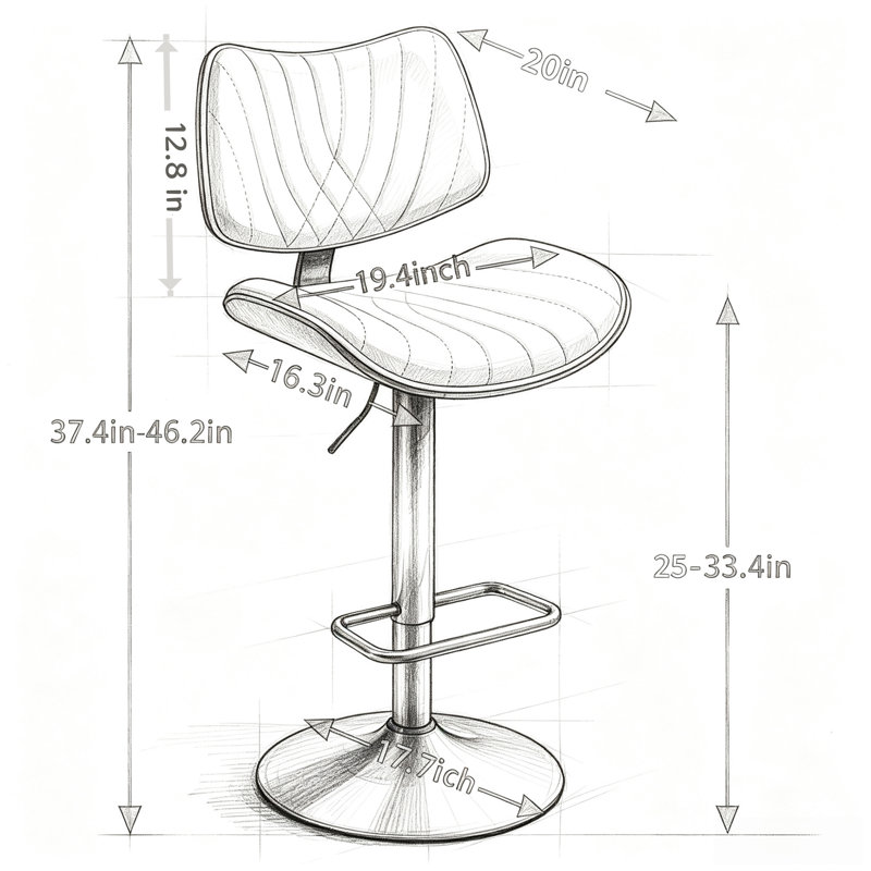 Ensemble de 4 tabourets de bar pivotants et réglables, en similicuir, hauteur comptoir, avec dossier et repose-pieds, style moderne pour la cuisine et la maison, blanc, ensemble de 4