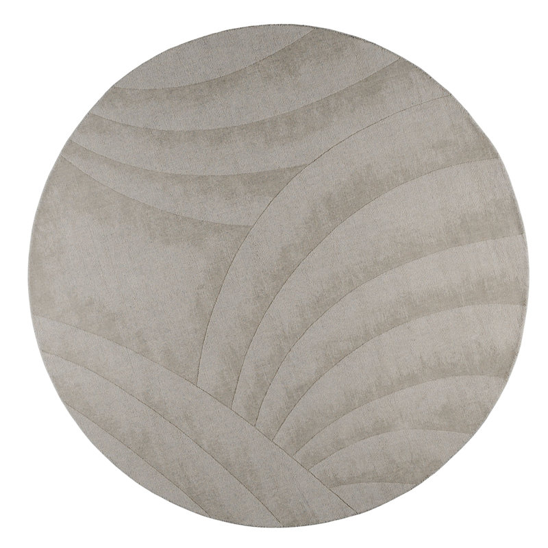 Volute Hand Woven Wool Abstract Area Rug, Round 7'7"