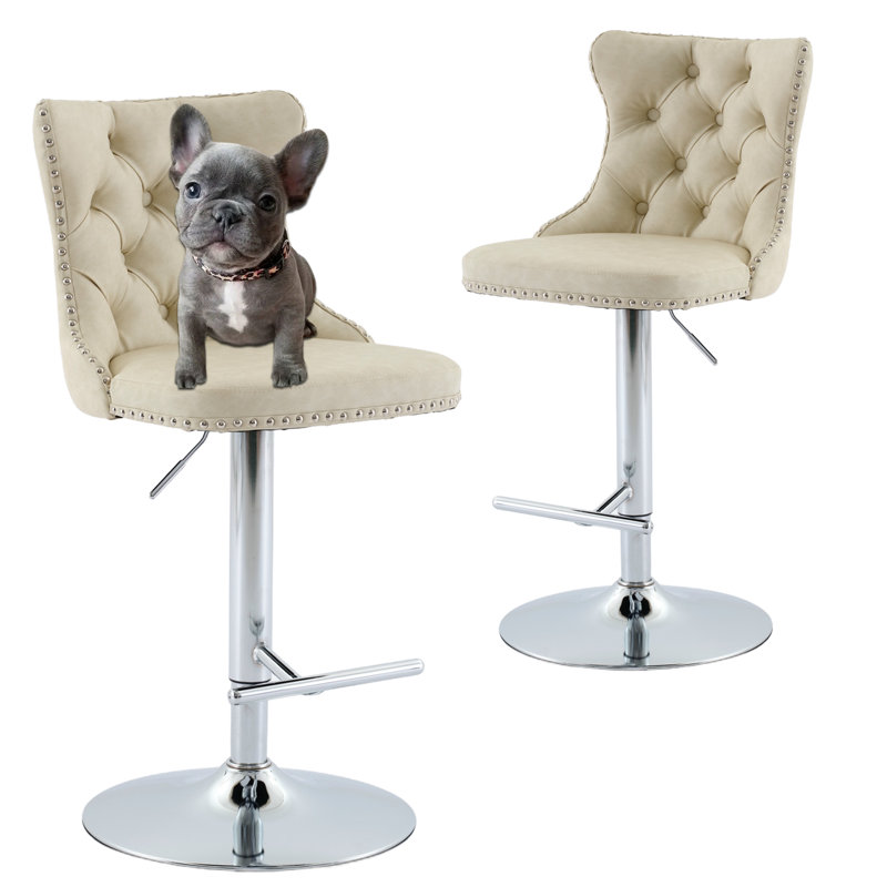 Ensemble de 2 tabourets de bar modernes et capitonnés, Beige