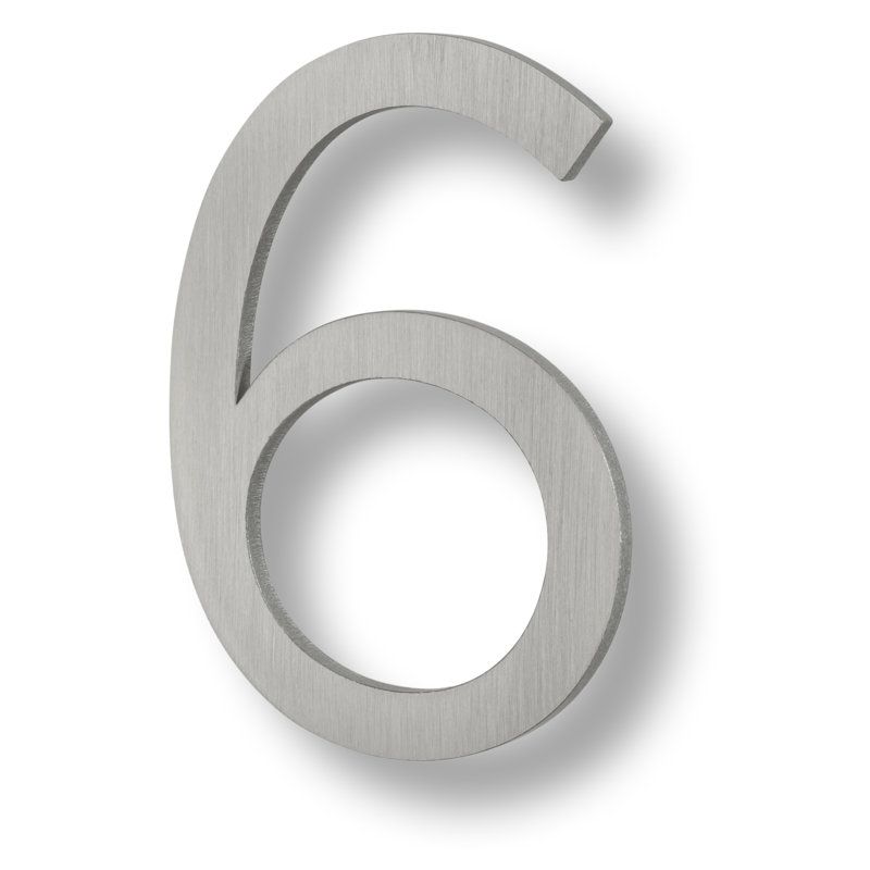 Numéro de maison flottante, 6 po, Aluminium brossé, 6