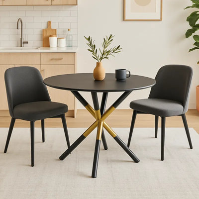 Doucoure Round Solid Wood Base Dining Table