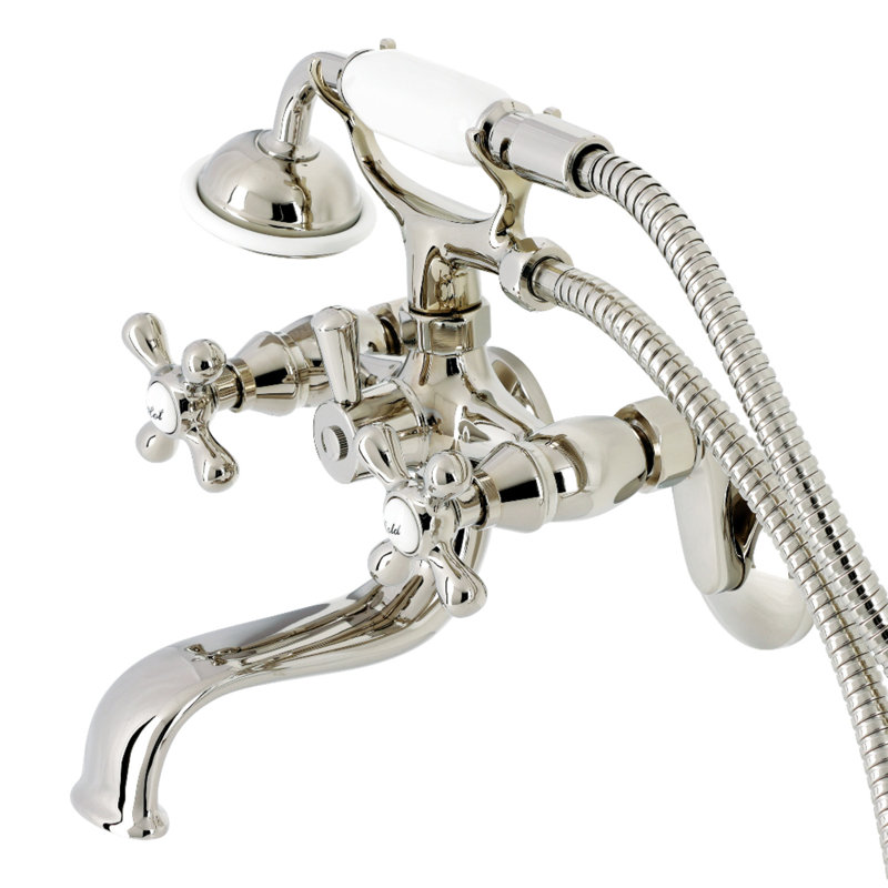 Kingston Brass Kingston Two-Handle Clawfoot Tub Faucet with Hand Shower, Polished Nickel