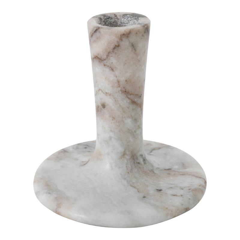Marble Tabletop Candlestick, 4" H x 4" W x 4" D, Brown Torrent Marble