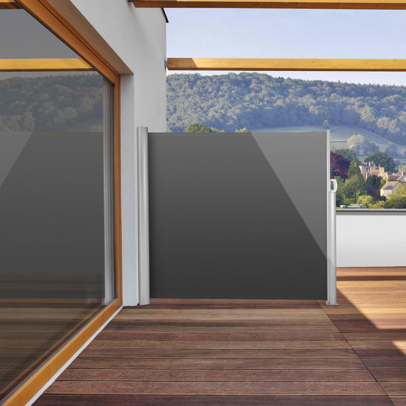 Blumfeldt 300cm W x 13cm D Retractable Side Awning, Black, 160cm H x 300cm W x 13cm D