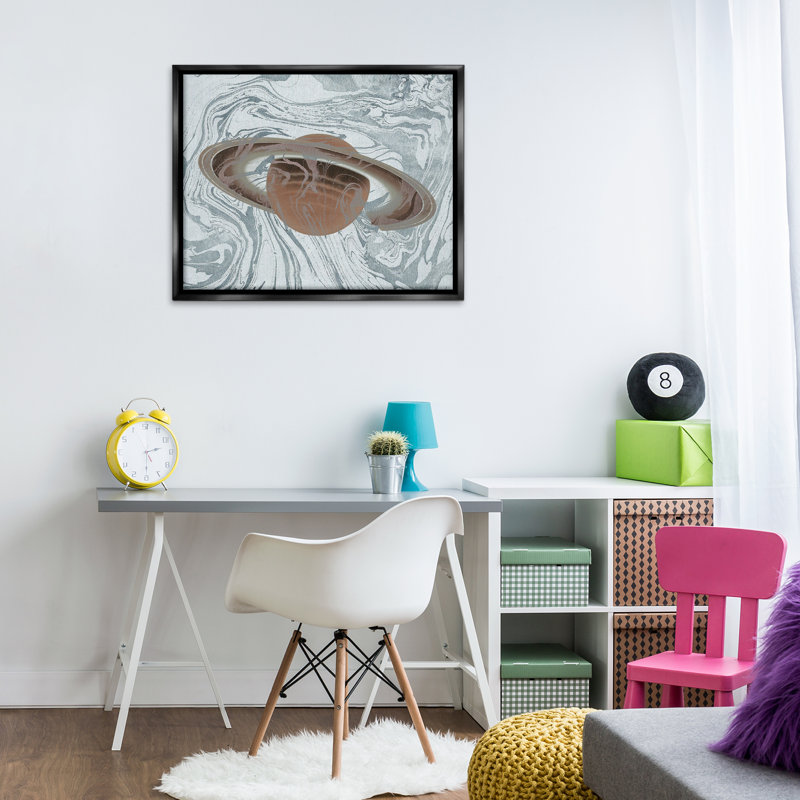 Art mural marbré sur toile à motif flottant planète or par Daphne Polselli, Noir, noir, noir, noir, H 25 po x l 31 po