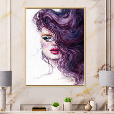 Portrait de femme mauve - reproduction d'art sur toile glam