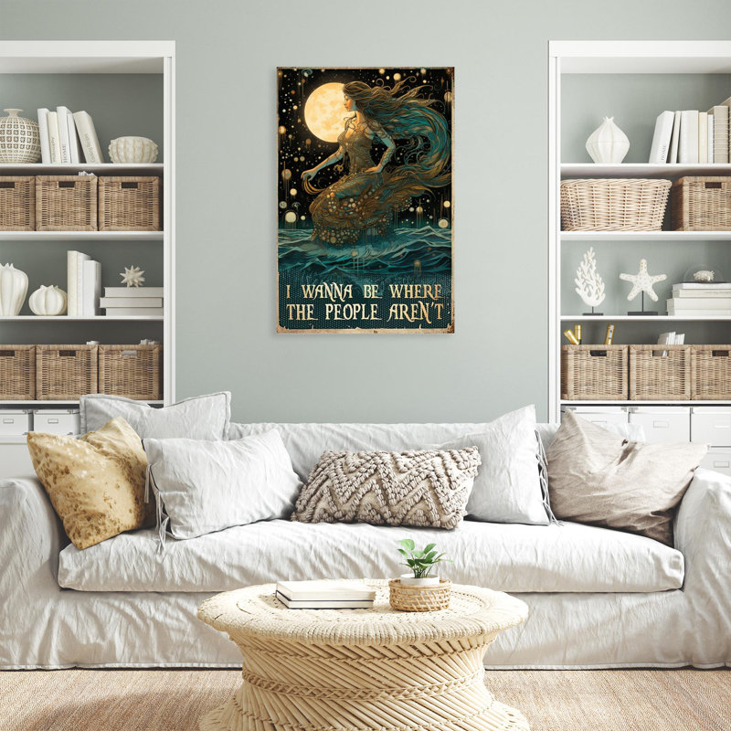 Impression sur toile, "Mermaid I Wanna Be Where The People Arent", H 36 po x l 24 po x P 1,25 po