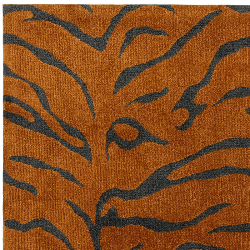 Alaisdair Tiger Animal Print Orange Area Rug, Rectangle 160 x 230 cm