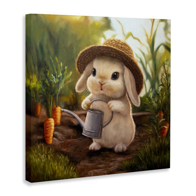 Bunny with Carrot Garden Canvas, design by Lucia Heffernan