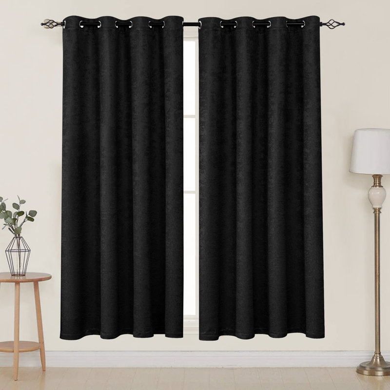 Jayla Blackout Curtain Pair, 53" W x 84" L, Black