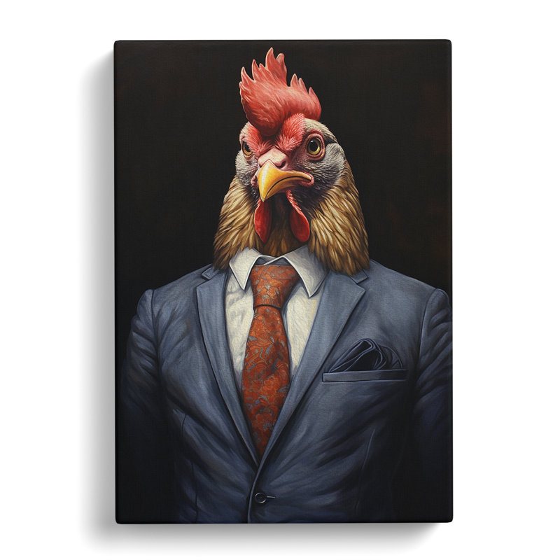 Chicken In A Suit Painting - Print, 60cm H x 40cm W x 3cm D