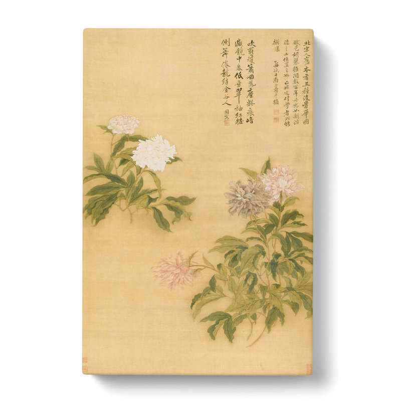 Peonies by Yun Shouping - Wrapped Canvas Art - Wrapped Canvas, 50cm H x 35cm W x 3cm D