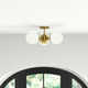 Deniaud 3 Light Glass Semi Flush Mount