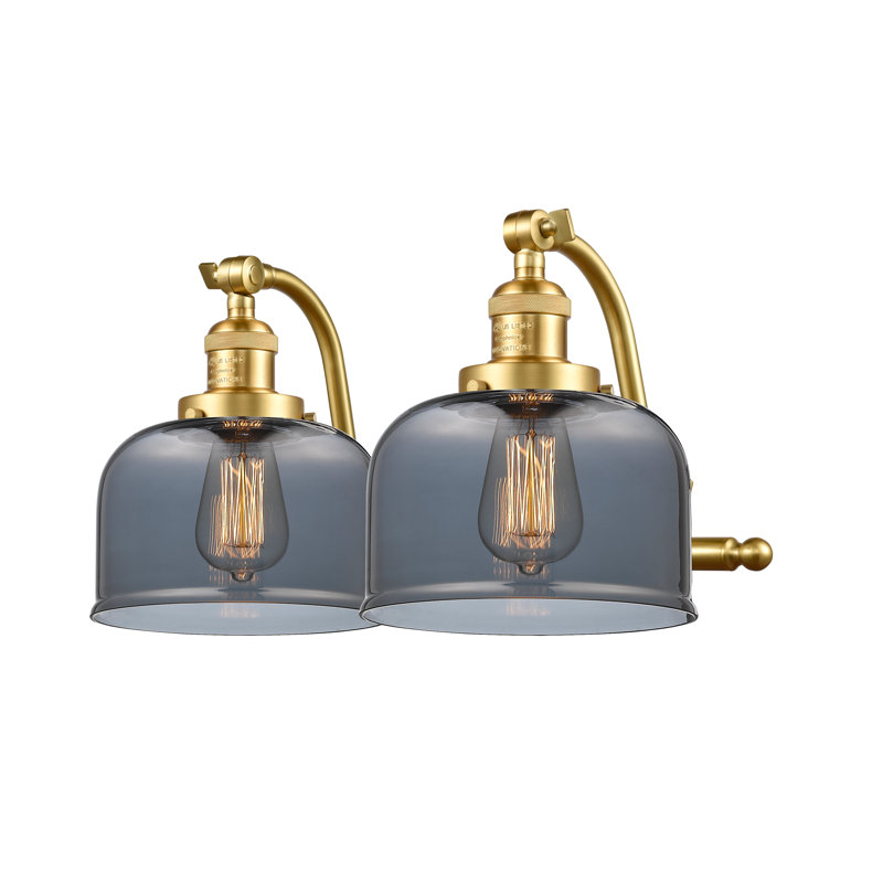 Éclairage pour salle de bain 2 lumières Bonomo Bell, Plaqué couleur fumée, Ampoule non incluse, Or satiné