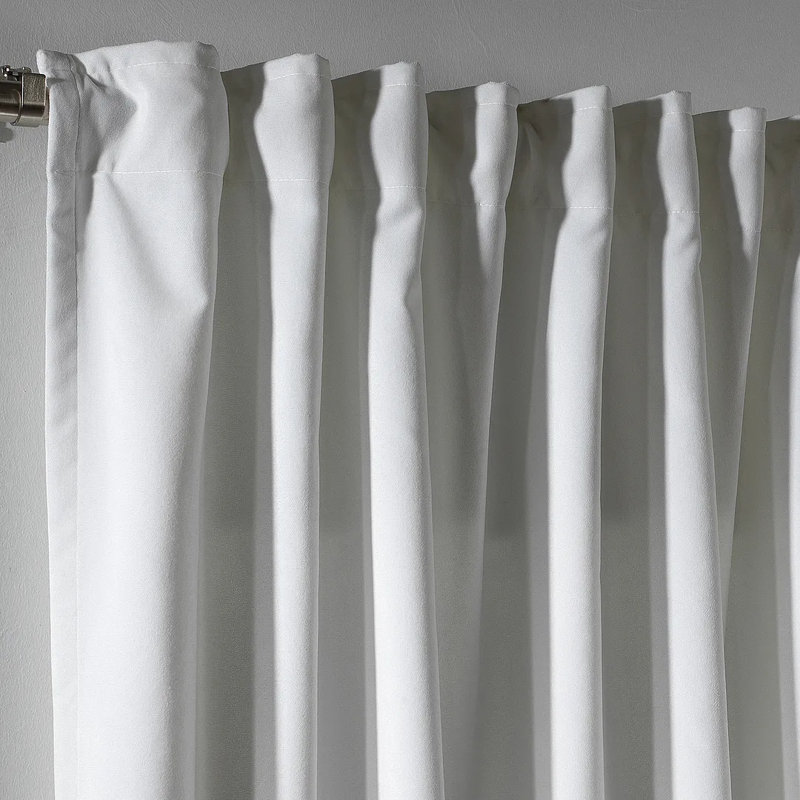 Extra Long & Extra Wide Matte Velvet Curtain Panel, 280cm Width x 145cm Drop, 11 WHITE