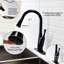 Robinet escamotable huilé en bronze huilé, silhouette épurée pour la cuisine, surface brillante, repousse les taches d'eau, poignée simple à droite ou à gauche, bec pivotant à 360 degrés, modes de pulvérisation double, montable