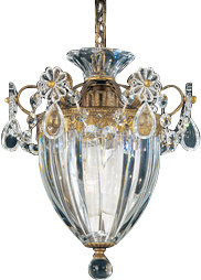 Bagatelle Pendant, Etruscan Gold, Heritage Handcut Crystal Clear, 12.5" H x 10.5" W x 10.5" D