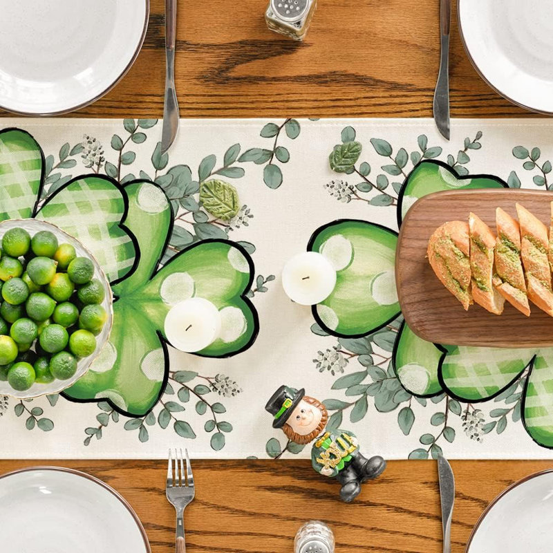 Chemin de table Clover Shamrocks Eucalyptus Buffalo - Vert / multicolore