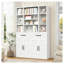 Bibliothèque de 71 po de hauteur avec portes et tiroirs, armoire de rangement large en métal avec tablettes réglables, blanc