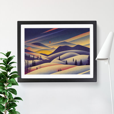 Winter Landscape Scene Abstract - Framed Print