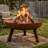 Union Round Wood-Burning Steel Finish Cast Iron Outdoor Raised Fire Pit Bowl - Brown - 24"-1434217330-1434217335