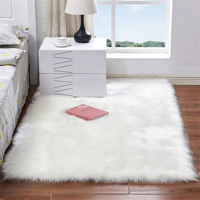 Addiego Solid Colour Faux Leather 60cm X 120cm Area Rug
