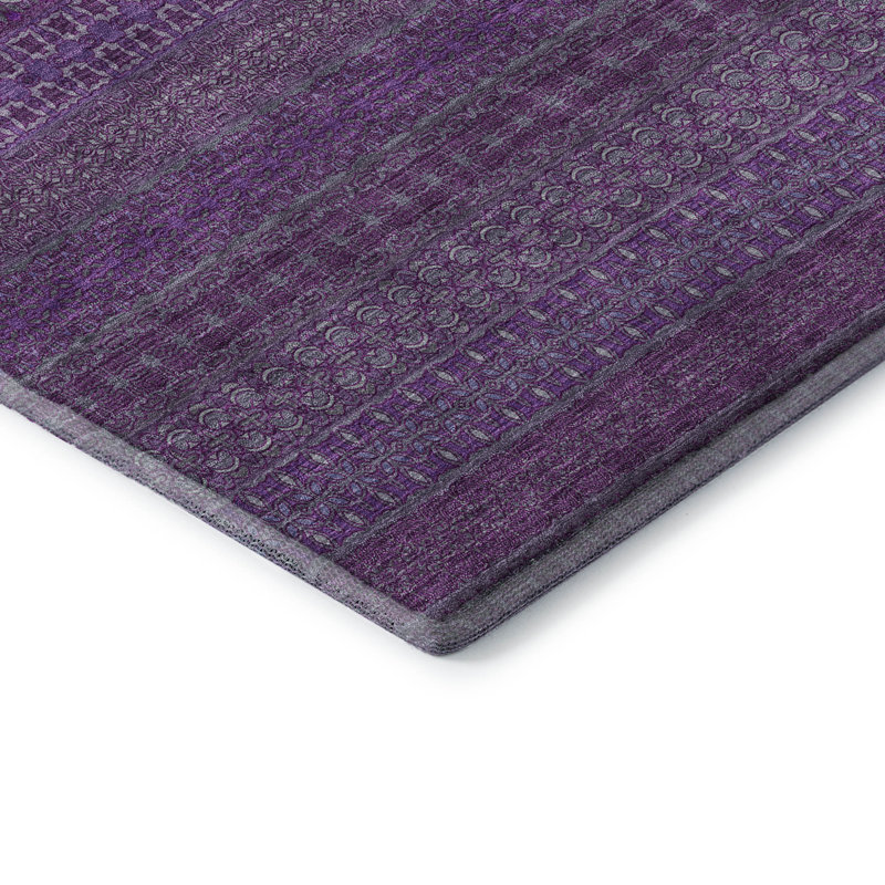 Premium Machine Washable Cerrito AMF527 Eggplant, Runner 2'3" x 7'6"