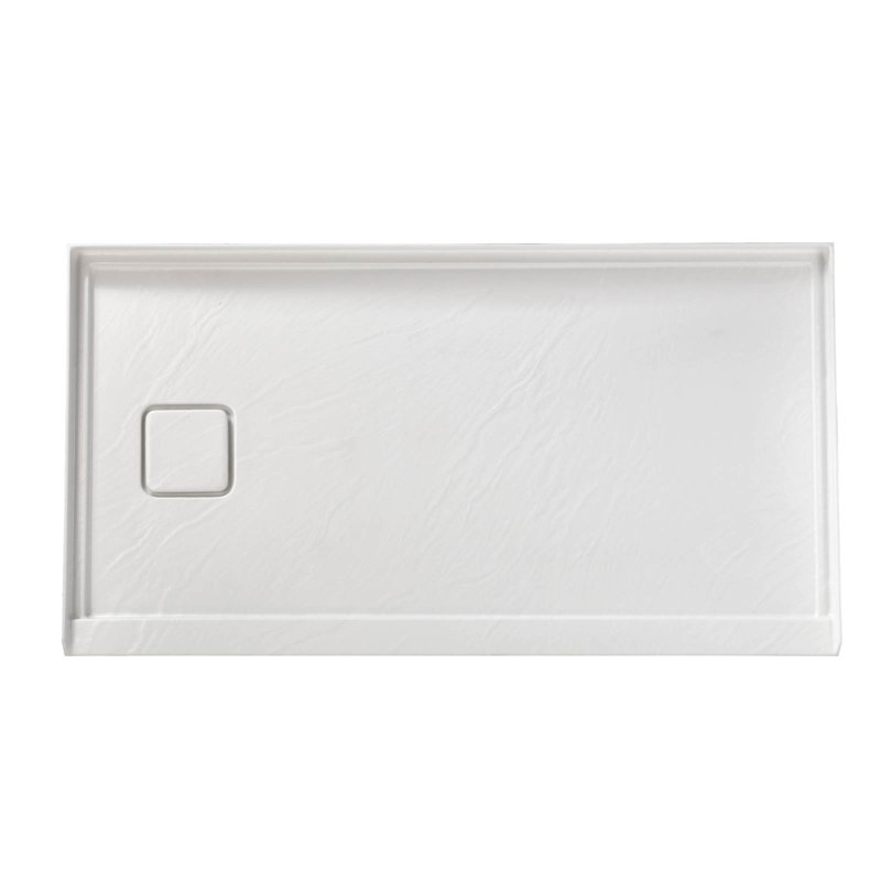 Base de plateau de douche 60 po x 32 po à seuil simple avec couvercle de bonde inclus, Blanc, Gauche