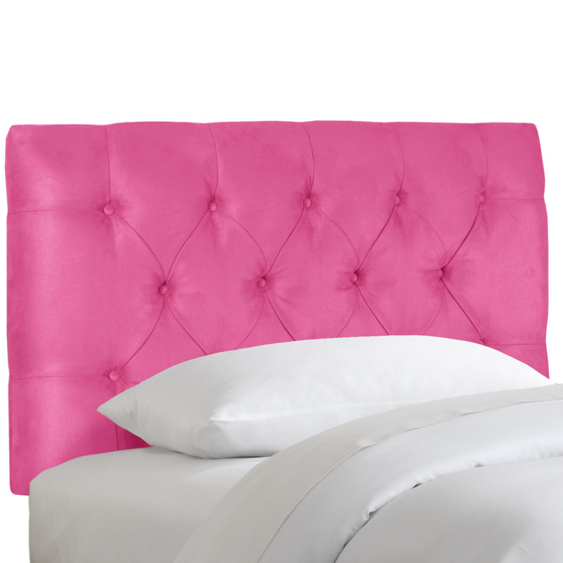 Tête de lit tapissier Alarica, Simple, Microsuède rose clair
