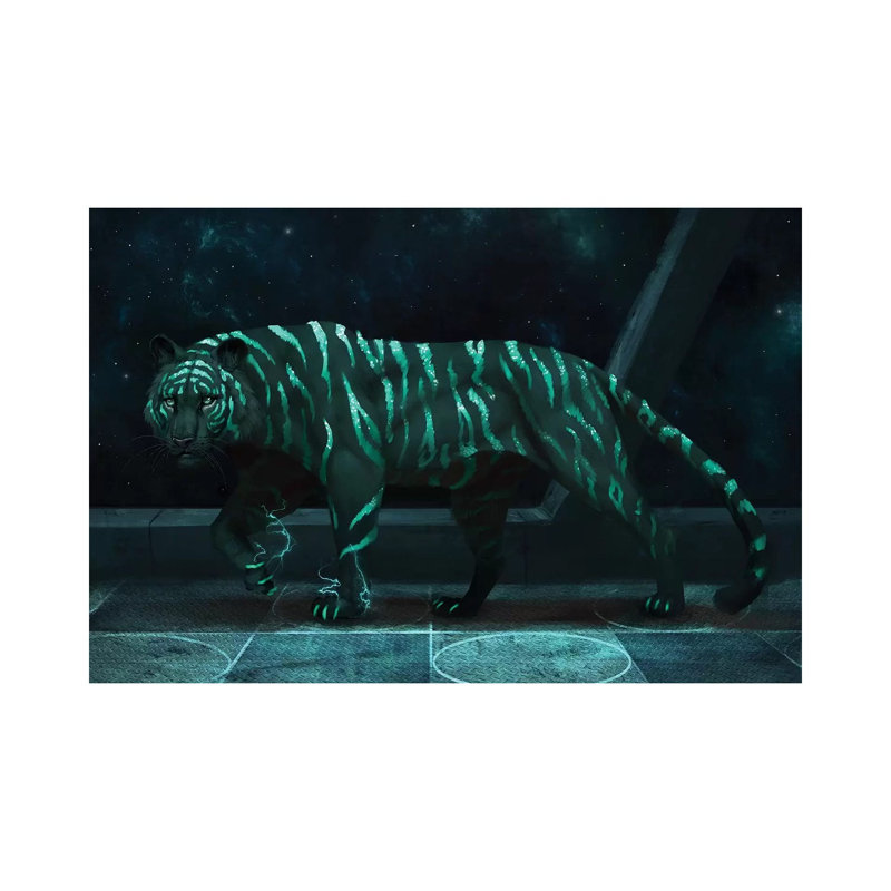 Space Tiger 1 Piece Wrapped Canvas Wall Art, 101.6 cm H x 66.04 cm W x 3.175 cm D
