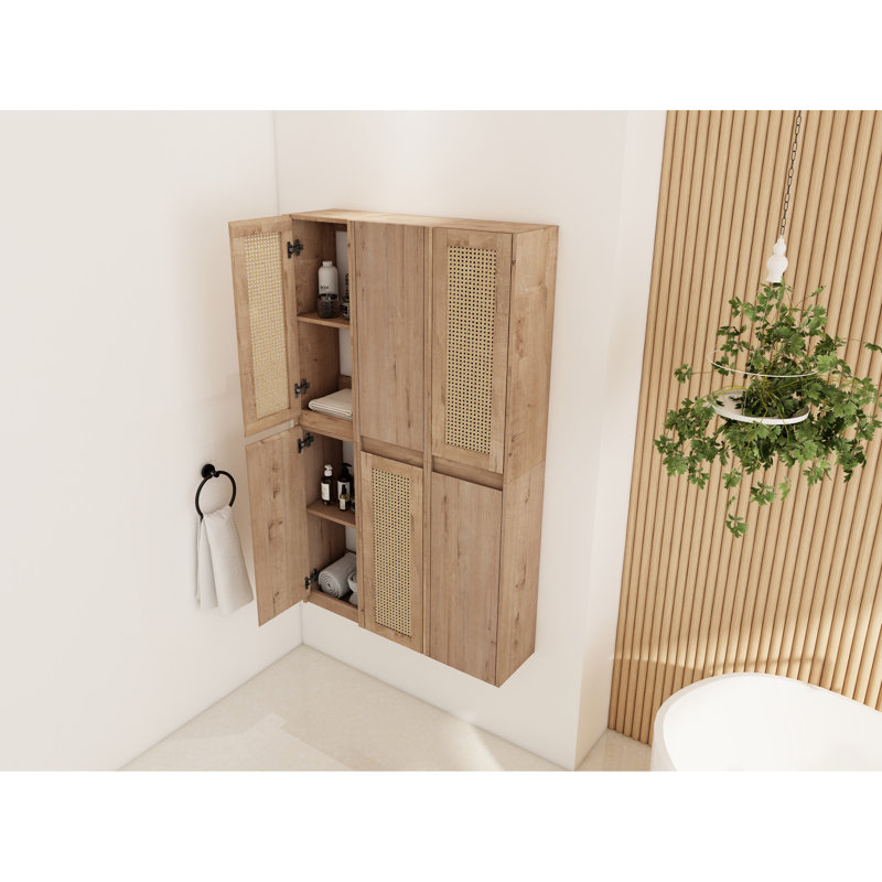 Armoire de salle de bain 36 po avec fermeture en douceur, 6 portes, unité murale de style moderne